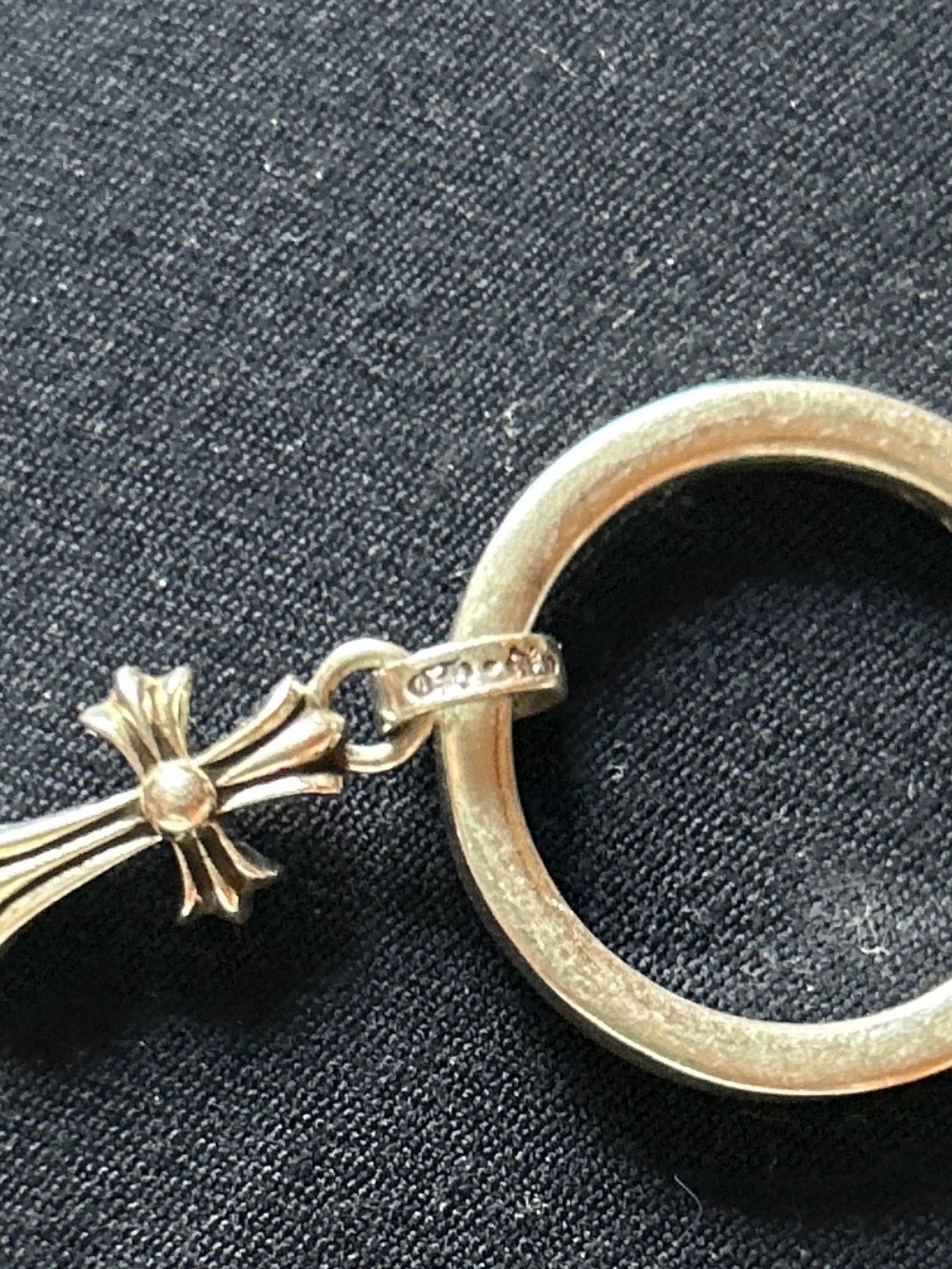 Chrome Hearts Silver Cross Keyring Charm - Silver